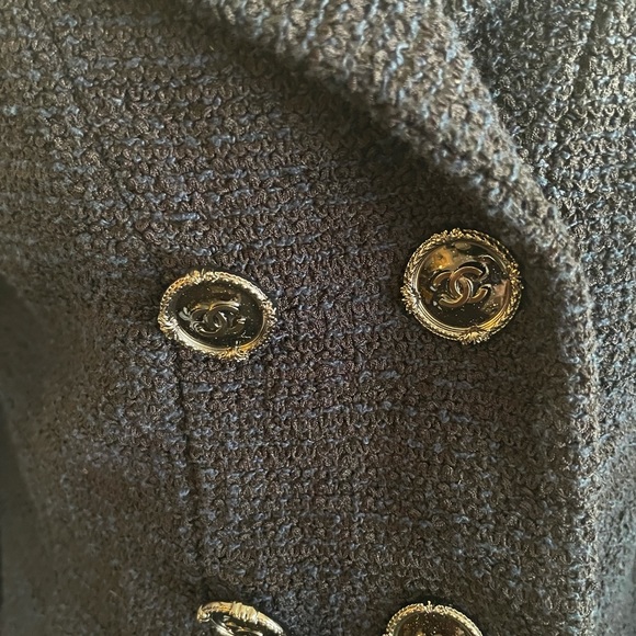 🖤Chanel Navy Tweed De cotton Jacket %100 Authentic 🖤 - Picture 6 of 11